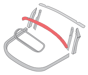 Kapframe montagebalk, hout, midden, -7.64