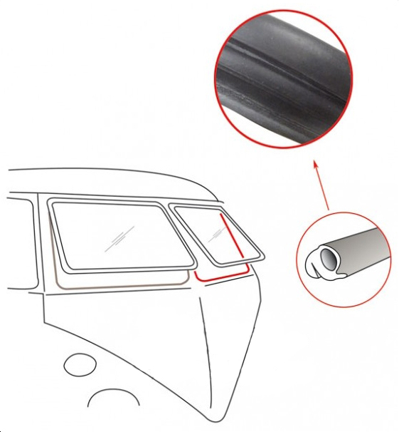 Front window seal, Bus T1, Safari, left