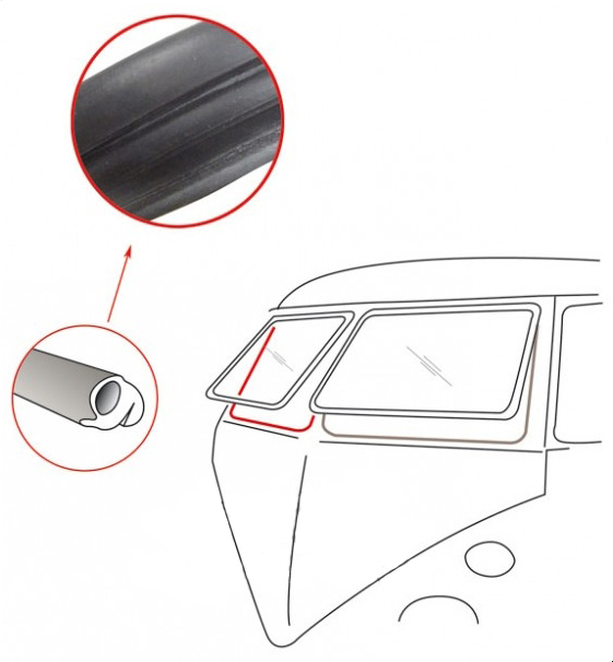 Front window seal, Bus T1, Safari, right