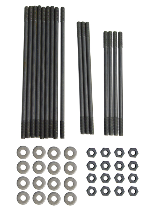 Motor draadstangset, 8 mm, Dubbelpoorts koppen