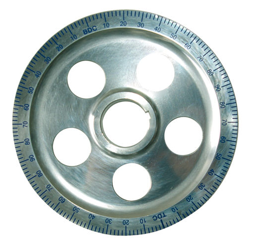 Krukas poelie, ALU, "High Tech", gepolijst, blauwe cijfers