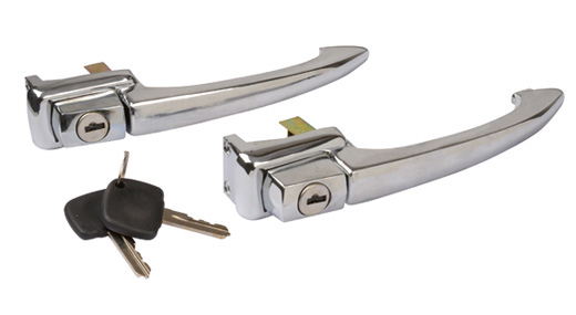 Deurgreep set, Chroom, 10.63-12.65, gelijksluitend, Paar