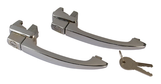 Deurgreep set, Chroom, 59-4.66, gelijksluitend, Paar