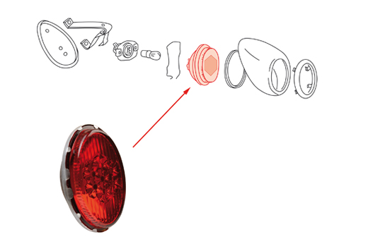 Tail-light lens, with reflector, 8.55-4.61