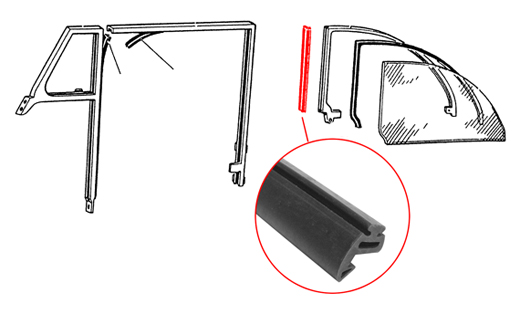 Doorseal sidewindow Cabrio 54-79