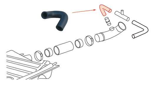 Ontluchtingsslang, naar t-stuk, 1302/1303