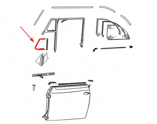 Door Vent wing seal  right 52-7.64
