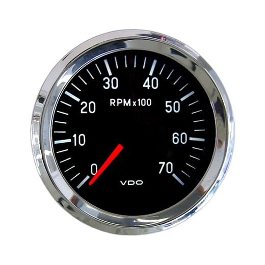 Revolution counter, "COCKPIT INTERNATIONAL", 80 mm, chrome