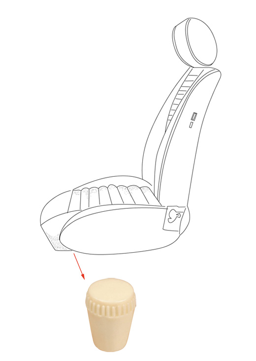 Knop (nieuwe vorm), stoel verontgrendeling, ivoor, p.st.