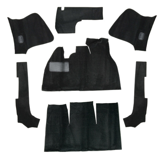 Carpet kit, convertible, velour, black, 8.55-7.68