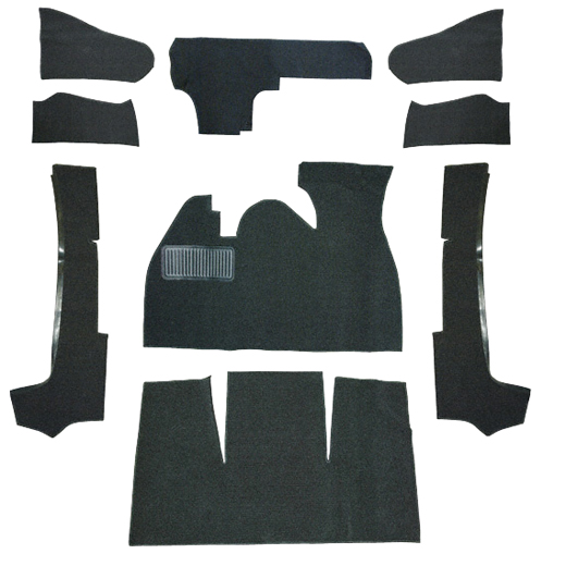 Carpet kit, convertible, velour, black, 1302
