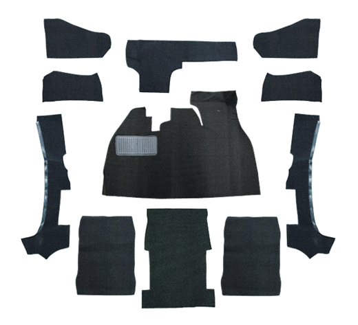 Carpet kit, convertible, velour, black, 1303