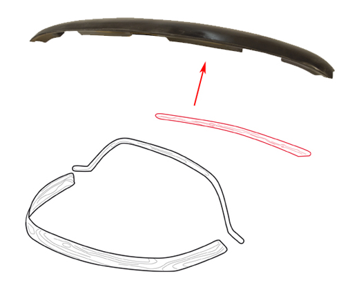 Front Header bow front -11.68, wood