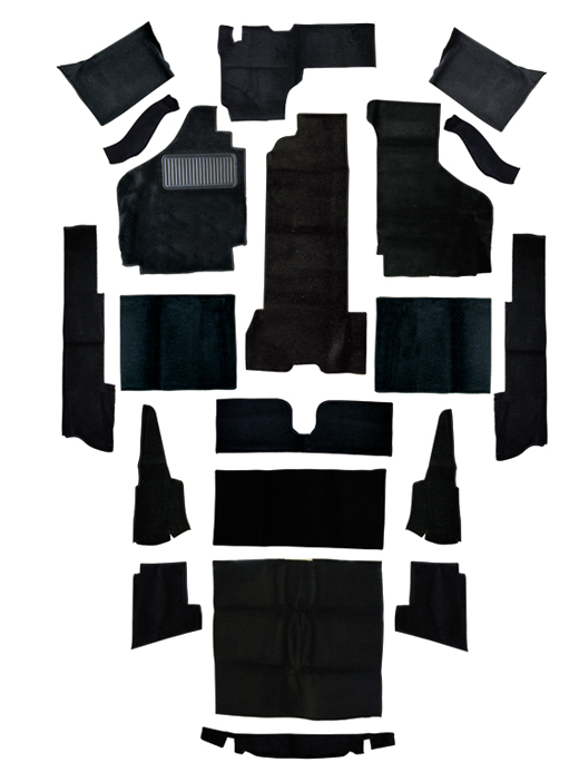 tapijtset, Karmann cabrio, zwart velour, 68-