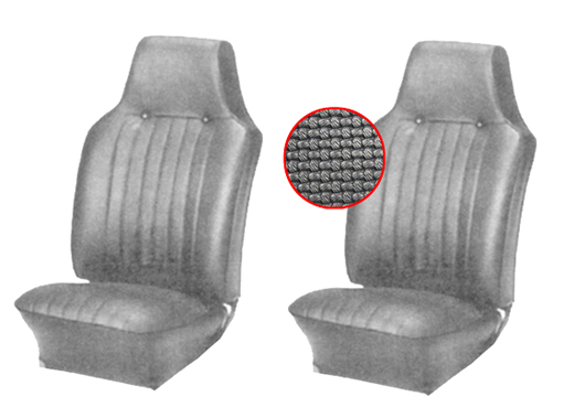 Stoelbekleding set, Karmann Ghia, voor, 8.67-7.68, zwart