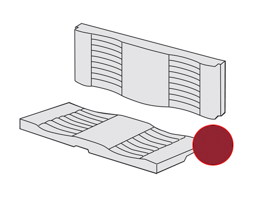 Achterbank bekleding, Karmann cabrio, achter, 8.55-7.71, rood