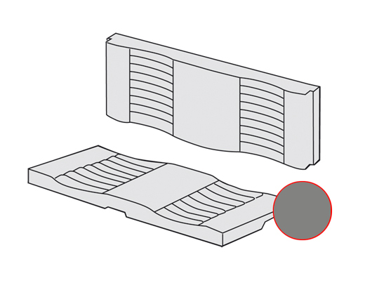 Achterbank bekleding, Karmann cabrio, achter, 8.55-7.71, grijs