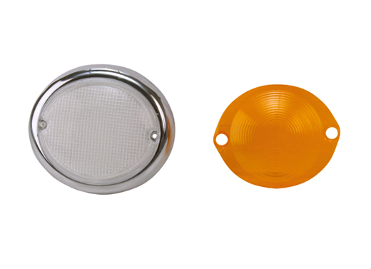 Turn indicator lense, white, with chrome edge, left