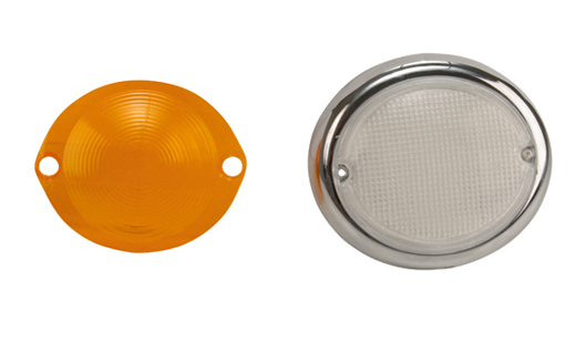 Turn indicator lense, white, with chrome edge, right