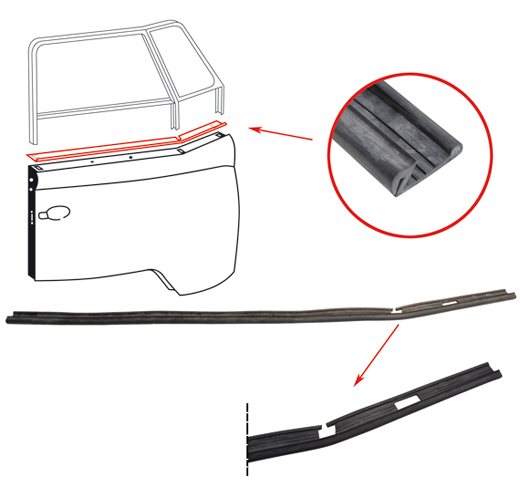 Seal, door window frame and door, -.67, right, preformed