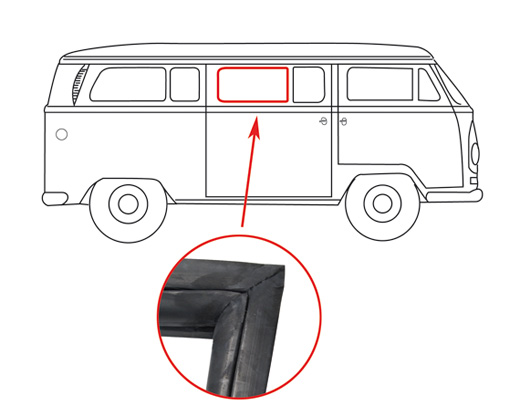 Central door window seal, devided (moulding grove)