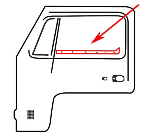 venster schraaprubber binnen, links, 8.67-4.79 (Top-quality)