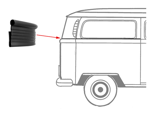 rubber voor afdekplaat schuifdeurrail, links / rechts
