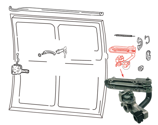 Scharnier, komplett, Schiebetr, rechts