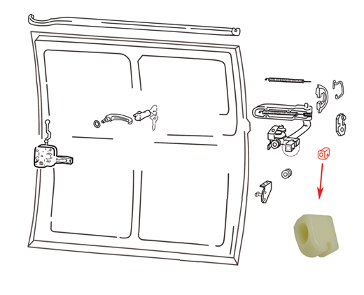 Fhrungsstck, Schiebetrscharnier, re.