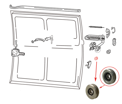 Rolle, Schiebetrscharnier, re.