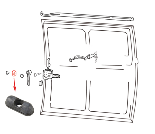 Rubber, Slotgeleiding schuifdeur, voor