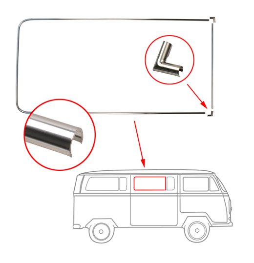 Moulding, aluminium, side window middle, T2, 67-79
