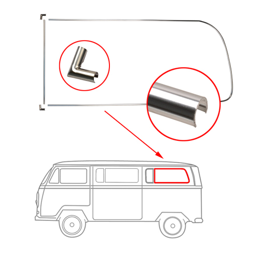 Moulding, aluminium, side window rear left divided, T2, 67-79