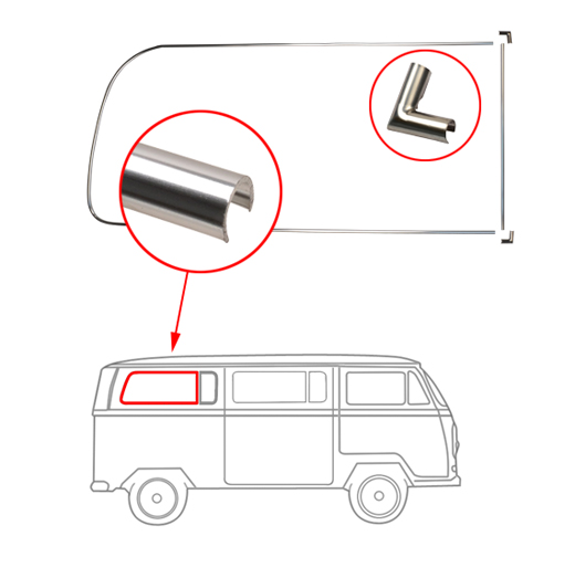 Moulding, aluminium, side window rear right divided, T2, 67-79