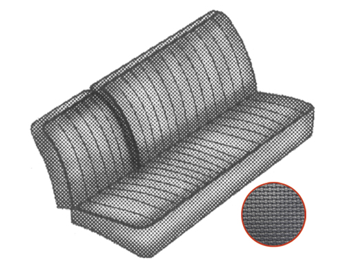 Seat upholstery, 3/4 central bench, 66-67, black