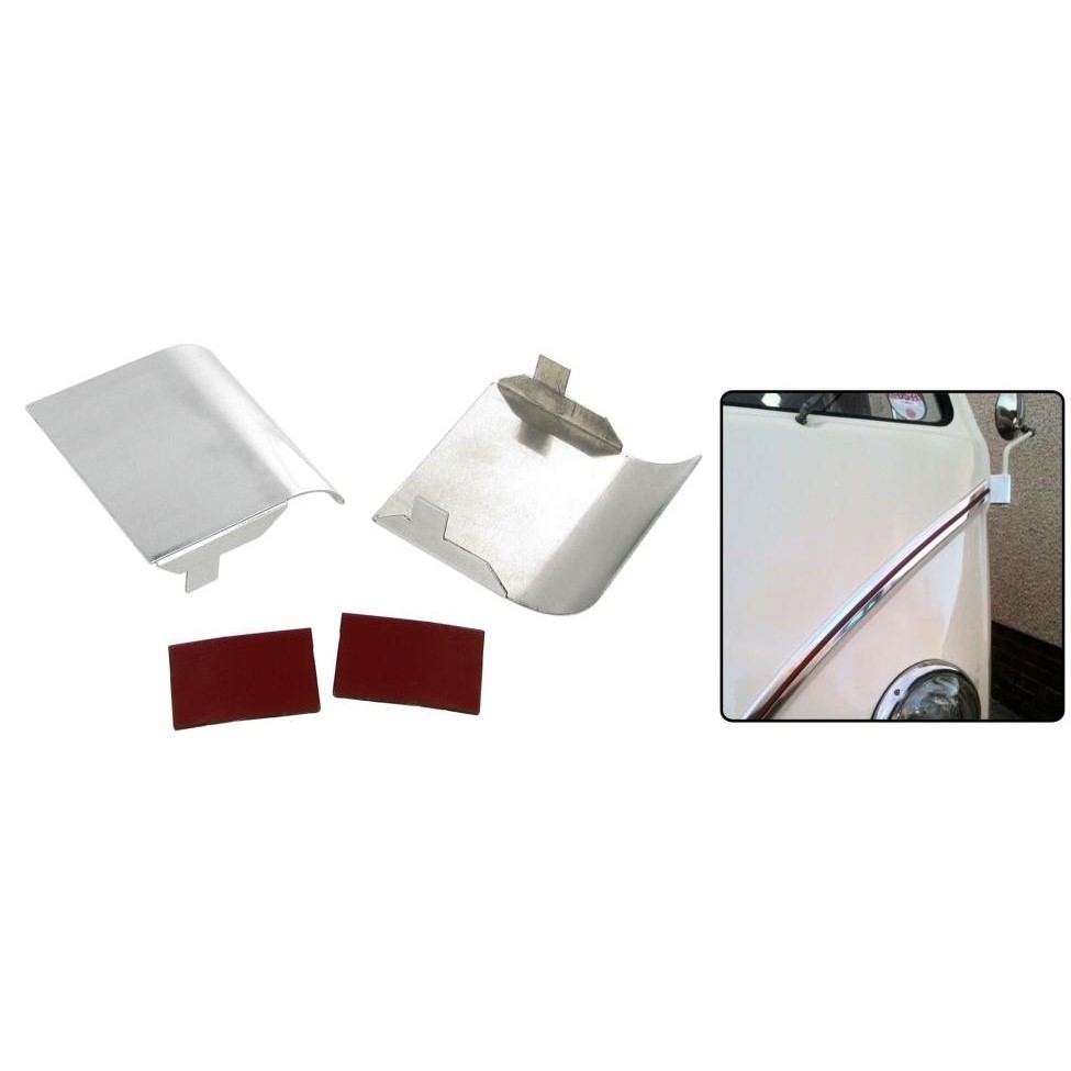 Türscharnierabdeckungen, Edelstahl, Bus T1, Satz Türscharnierabdeckungen, Edelstahl, Bus T1, Satz