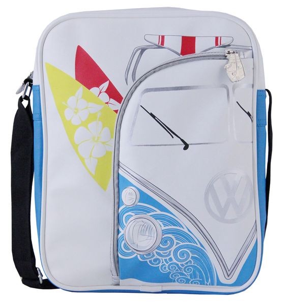 Shoulder bag, VW bus, blue-white surf