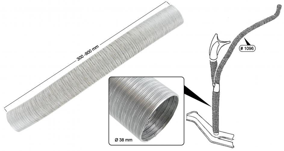 Verwarmingsslang, alu,  38mm x 300-900 mm