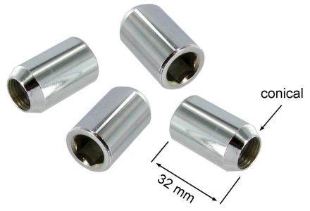 Wielmoeren chroom, M14 X 1.5 hex 12 mm lenght 32 mm conical head