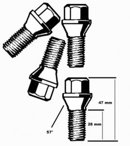 Wielbouten verchroomd, M14 X 1.5 key 17 thread 27, 57'