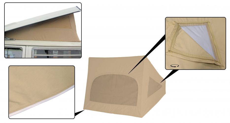Westfalia dach leinwand, 3 scheiben, beige, Bus T2 8.67-7.74