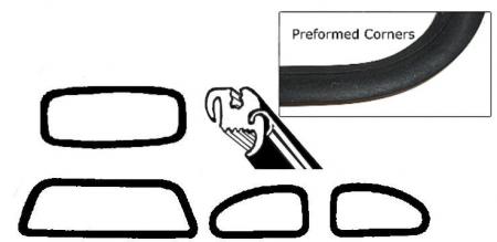 Ruitrubber set, met lijstgroef, 08.64-7.71