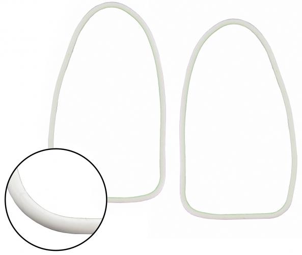 Achterlicht chroomring, rubbers, paar, 67-72