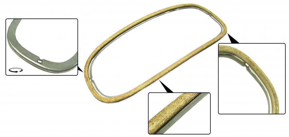 Achterruit frame, RVS met hout, 8.62-5.74