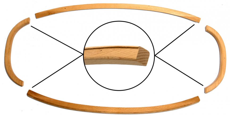 Achterruit frame, hout, 8.62-7.74